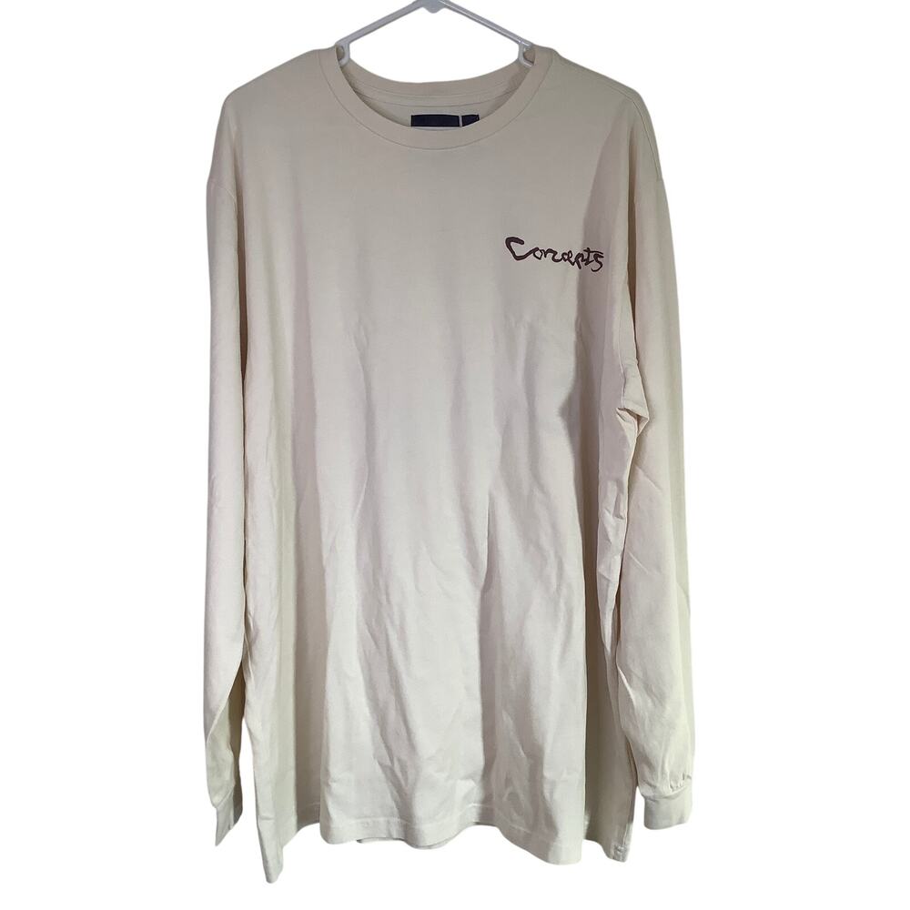 Concepts Men's XL Ivory Long Sleeve Graphic T Shirt Cotton USA Streetwear R3-14